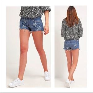 DENIM & SUPPLY RALPH LAUREN BOYFRIEND CUT OFF STAR PATCHED JEAN SHORTS S…
